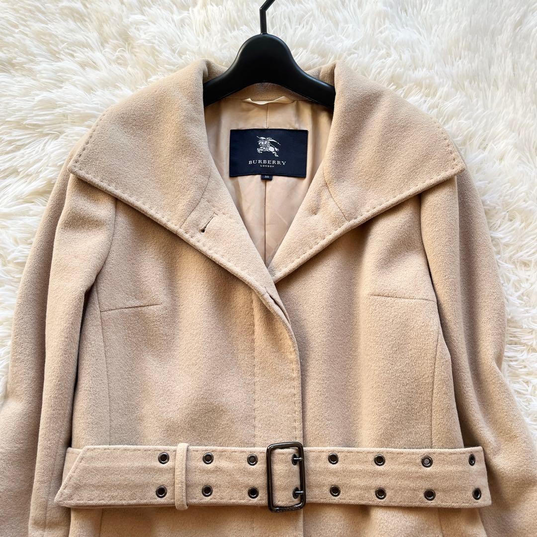 バーバリー　アンゴラ　ウール　ベルテッドコート　ステンカラーコート　ベージュ