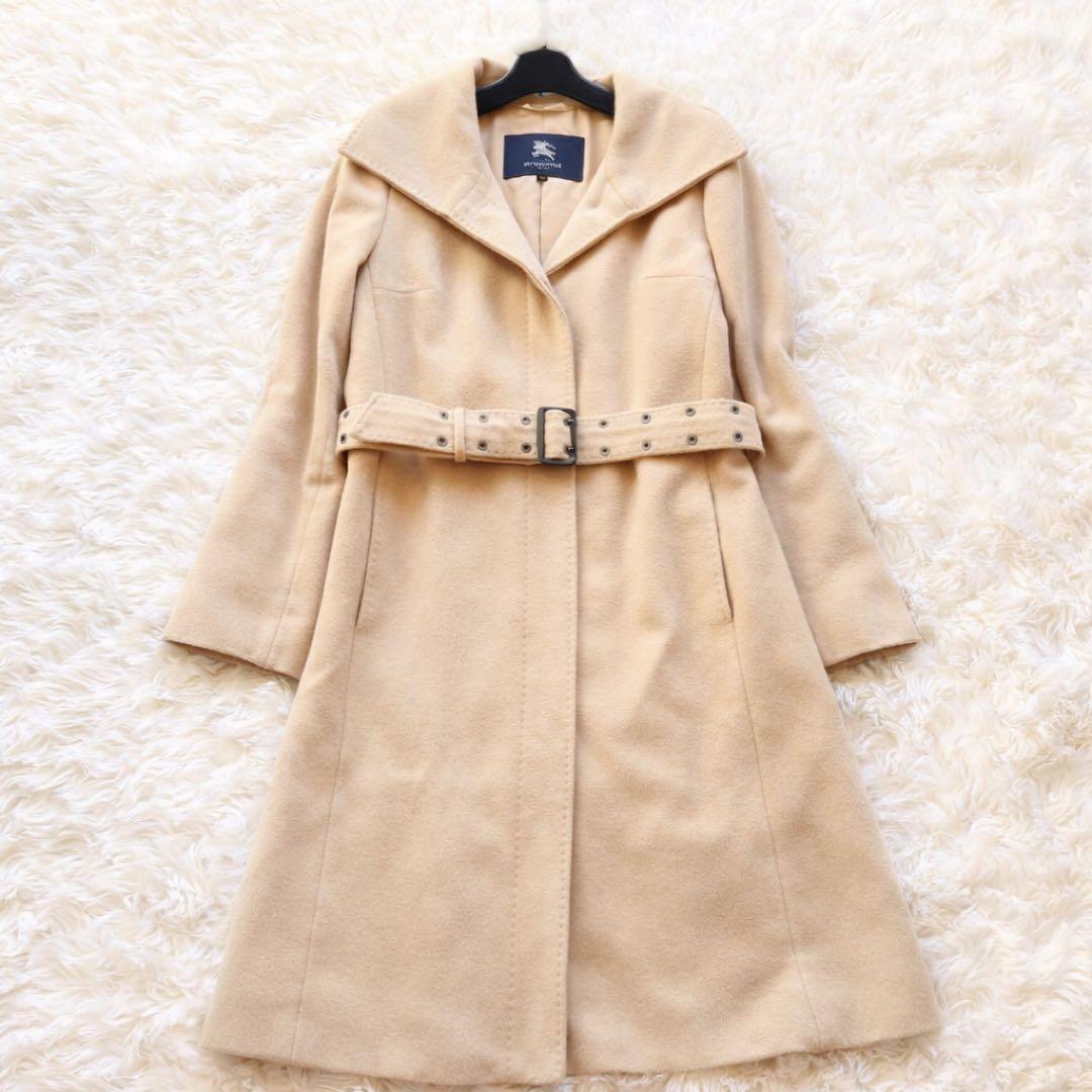 バーバリー　アンゴラ　ウール　ベルテッドコート　ステンカラーコート　ベージュ