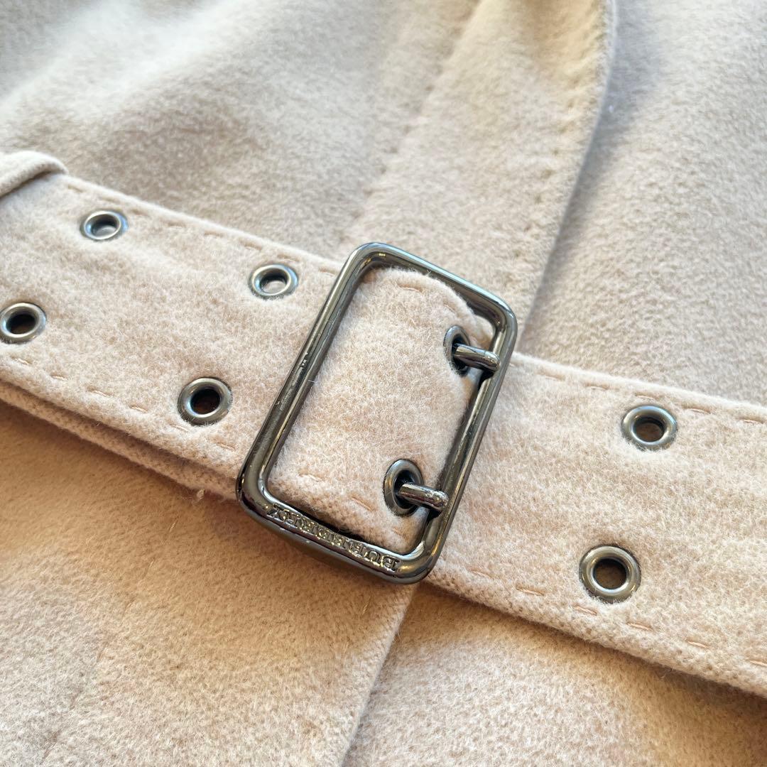 バーバリー　アンゴラ　ウール　ベルテッドコート　ステンカラーコート　ベージュ