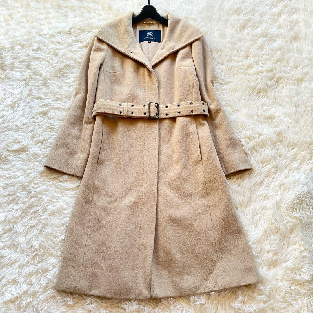 バーバリー　アンゴラ　ウール　ベルテッドコート　ステンカラーコート　ベージュ