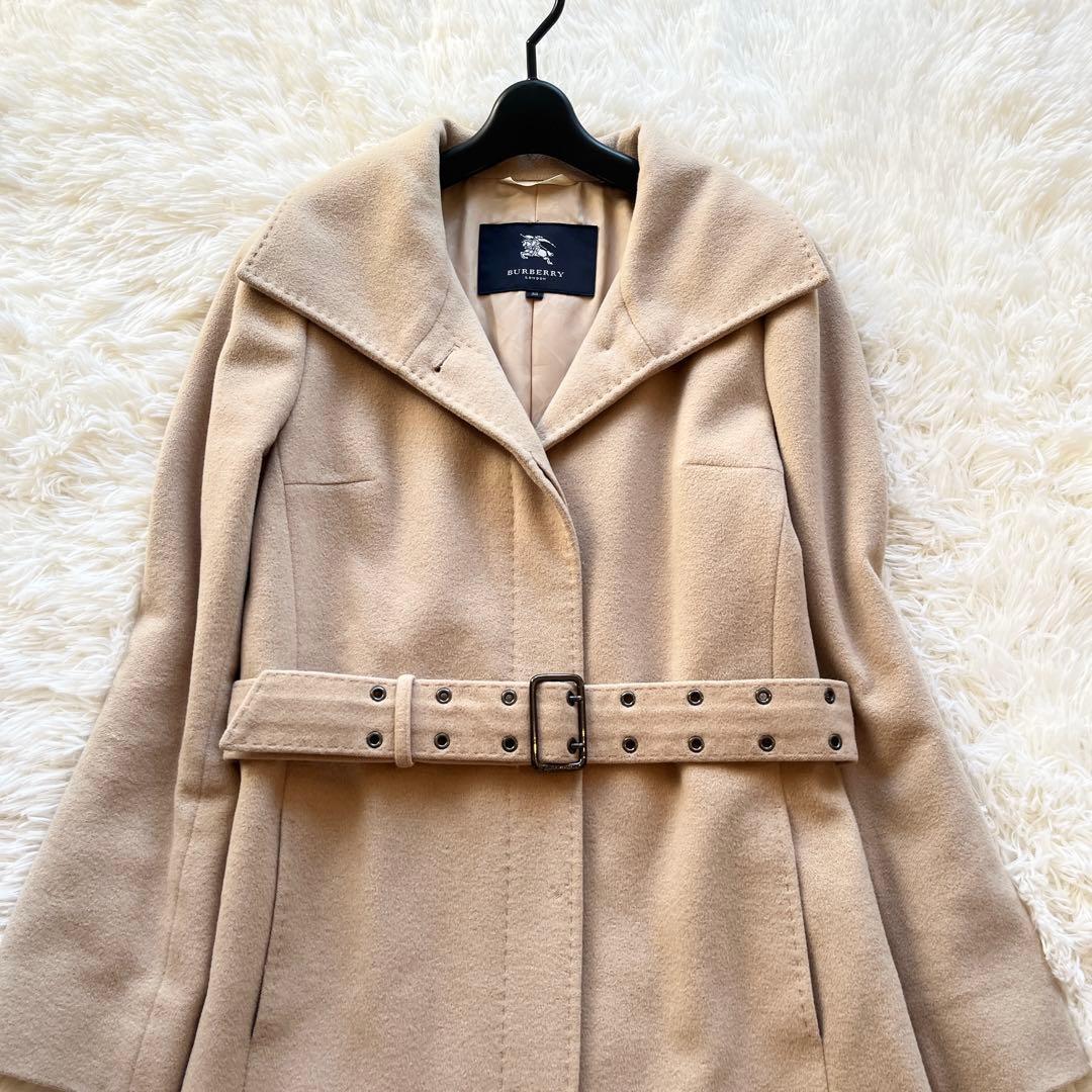バーバリー　アンゴラ　ウール　ベルテッドコート　ステンカラーコート　ベージュ
