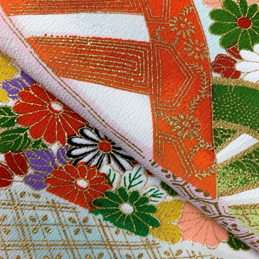 510agu32□七五三 三歳 セミアンティーク 女の子 着物のみ 金彩□美品