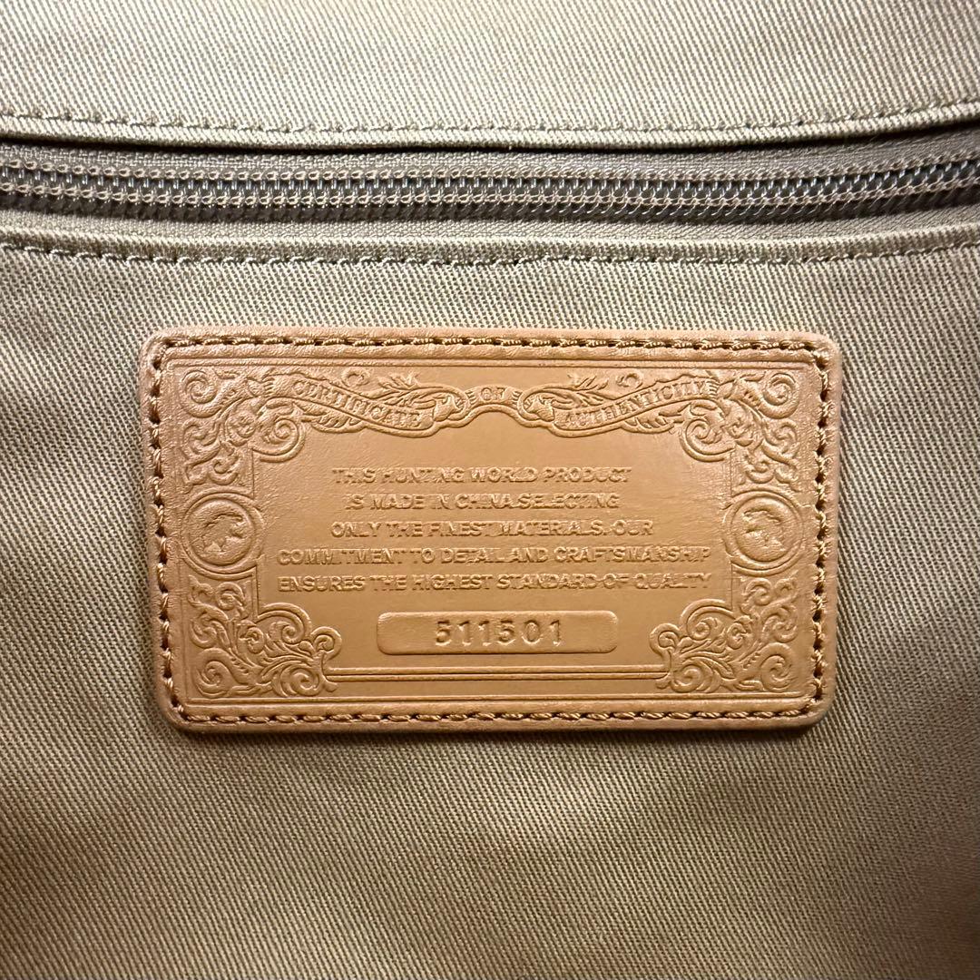 【タグ付き】ハンティングワールド トートバッグ レザー 肩掛け A4 カーキ