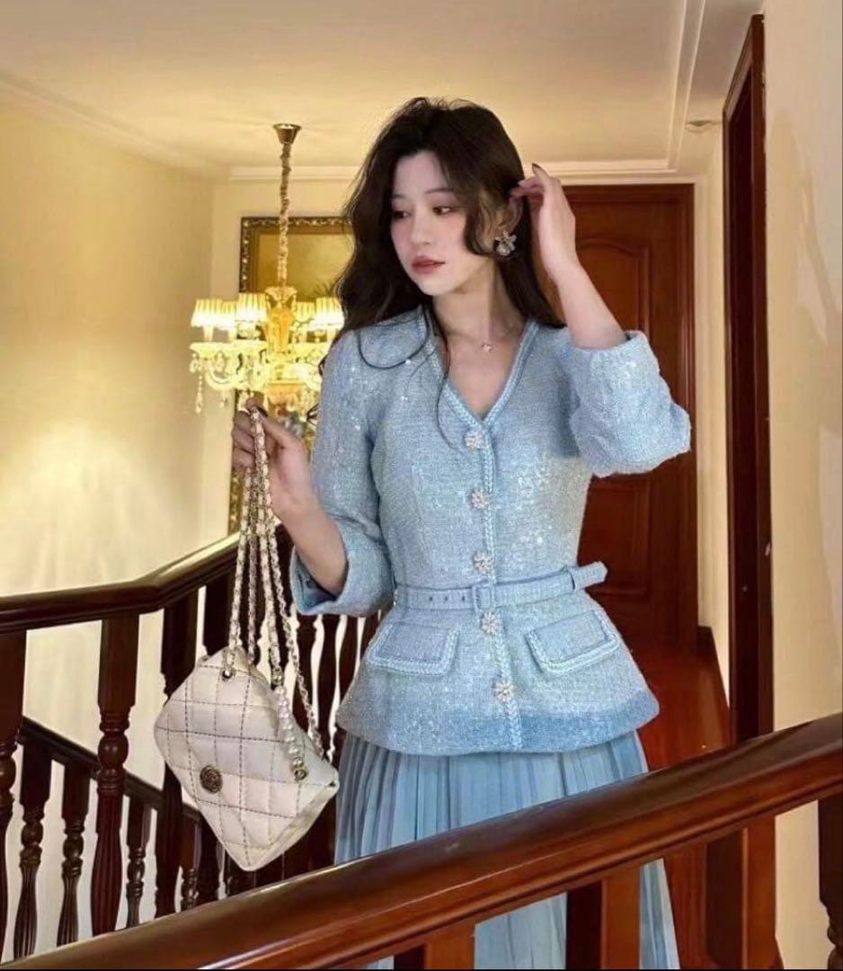 Self Portrait スパンコール ツイード　ワンピースUK6 US2