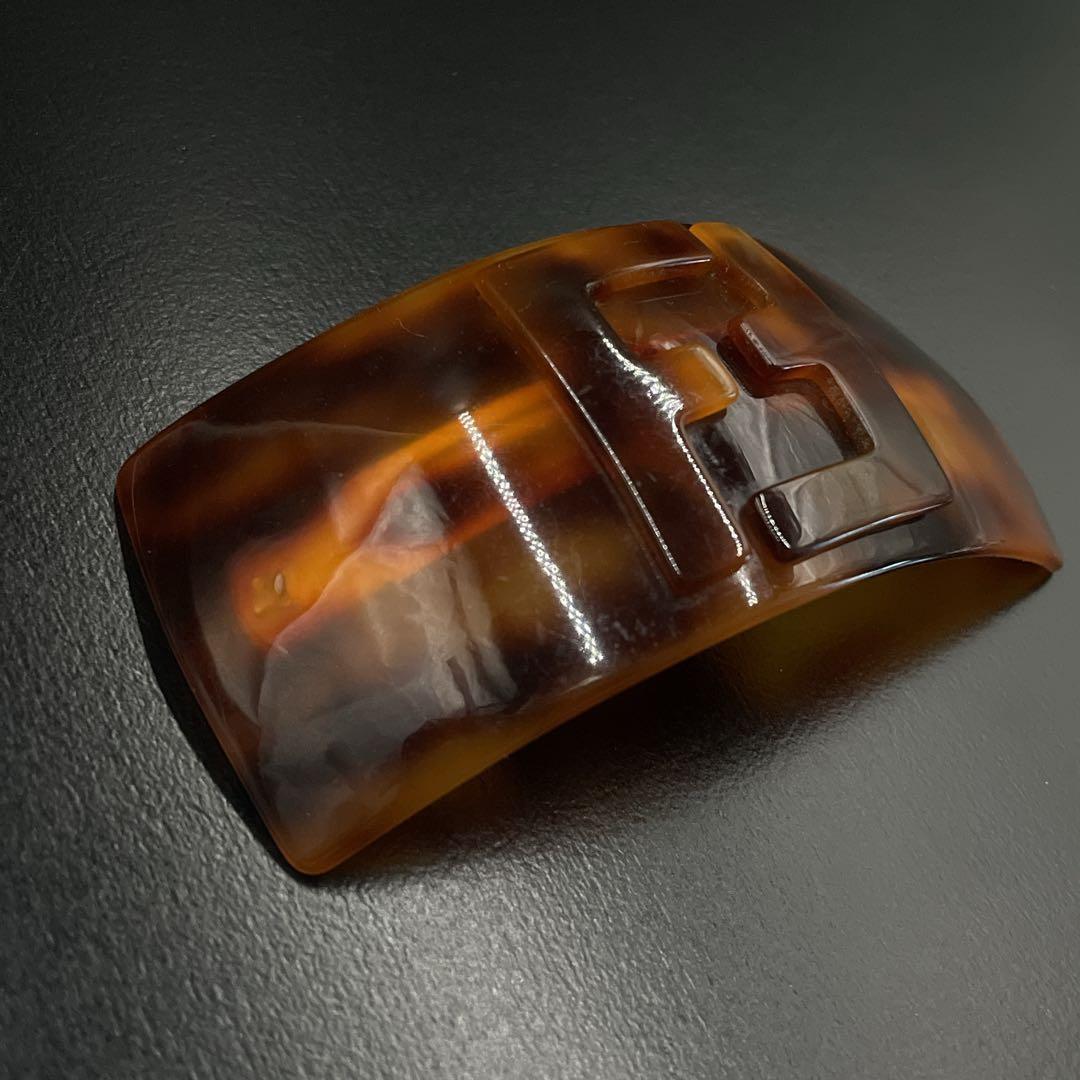 オールド　フェンディ　バレッタ　FFロゴ　べっ甲調　ヘアピン　髪留め　ブラウン