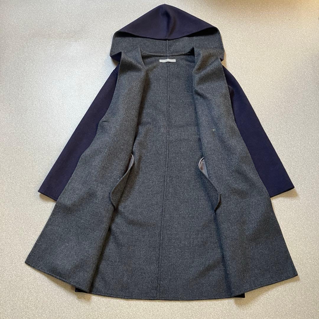 【ウール100%】セオリーリュクス フードリバーコート ダブルフェイス