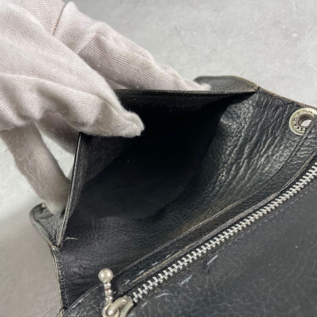 美品✨ A&G 折財布 コンチョ 金具 トラッカーウォレット レザー ブラック