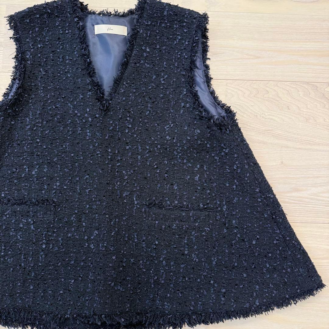 【極美品】Heve ツイードジレ　ネイビー