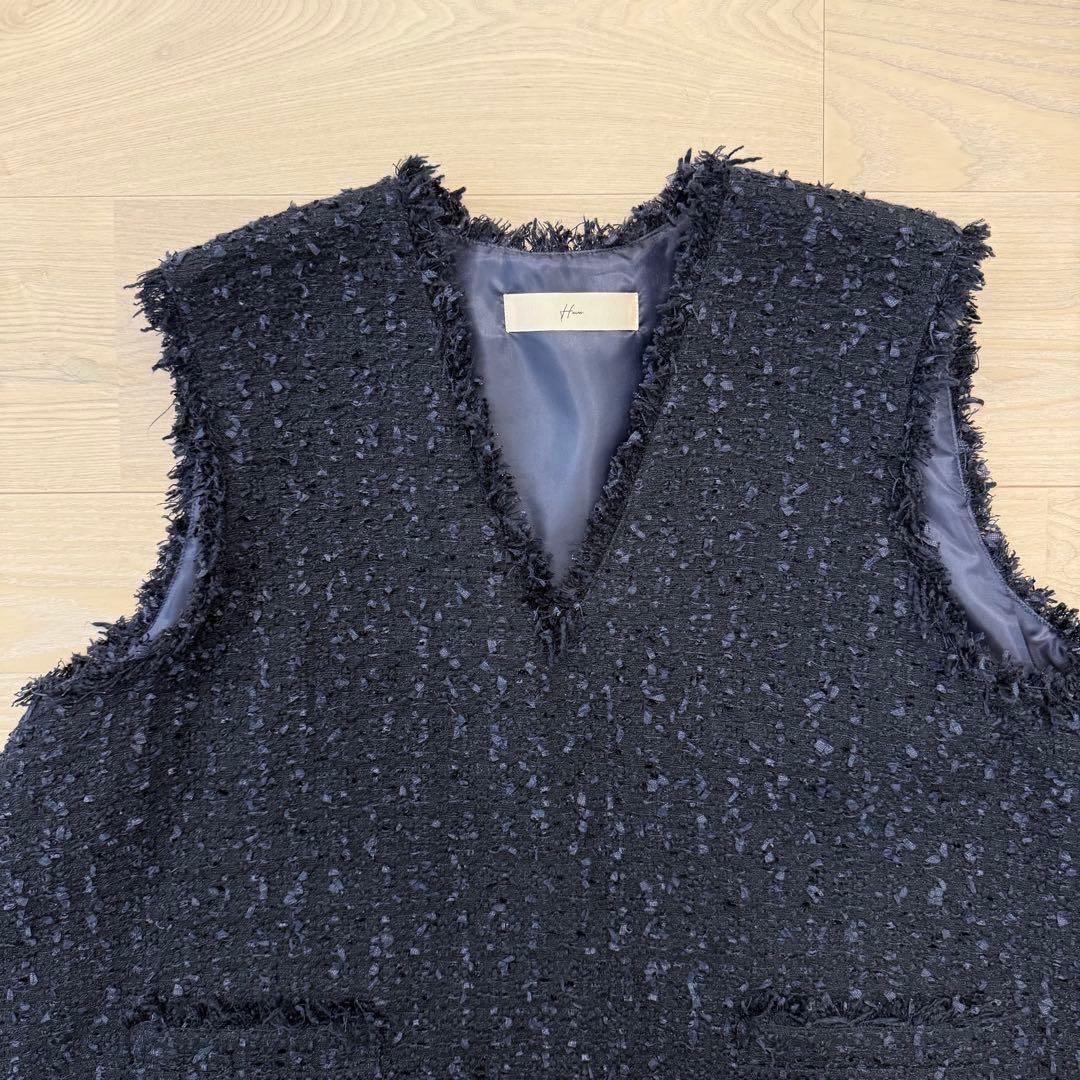 【極美品】Heve ツイードジレ　ネイビー