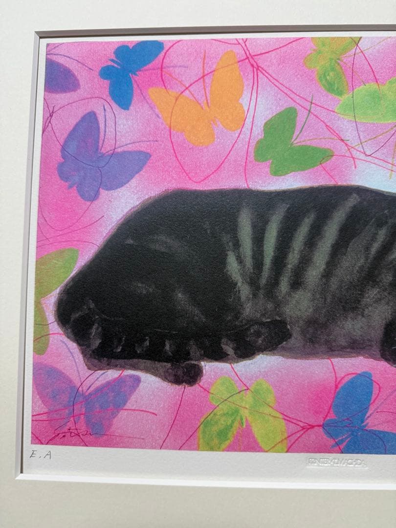 朝倉摂「夢の中のチビ」E.A本人持ち限定版リトグラフ 額装 自筆サイン入