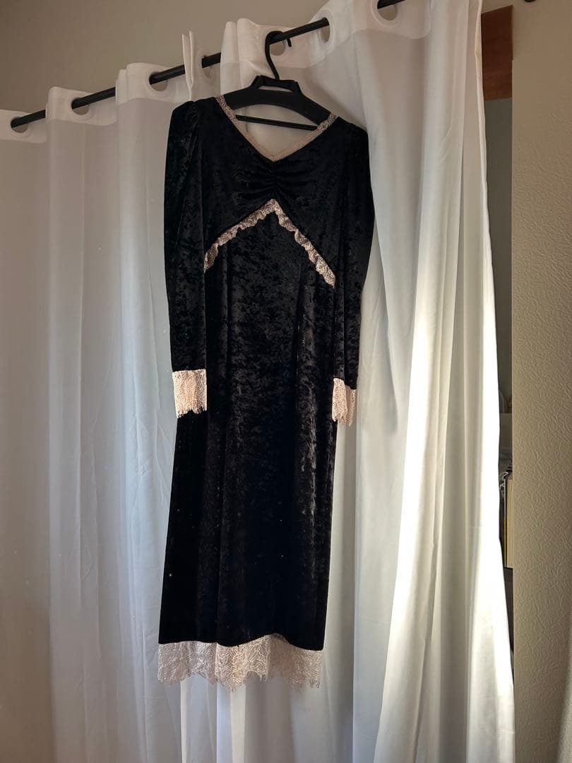 【低身長さん向け】　etoll. クラッシュベロアロングドレス