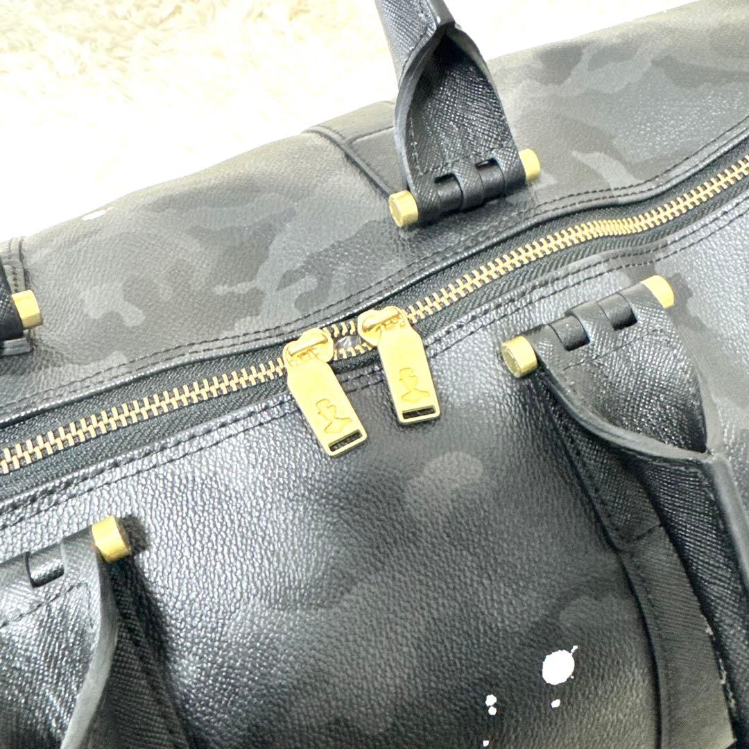 美品 ジャンティバンディ ボストンバッグ ショルダーバッグ ブラックカモ PVC