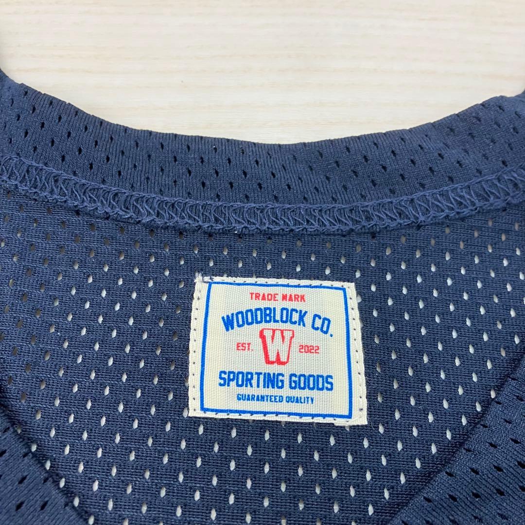 WOODBLOCK フットボール 半袖シャツ メッシュ素材 ネイビー