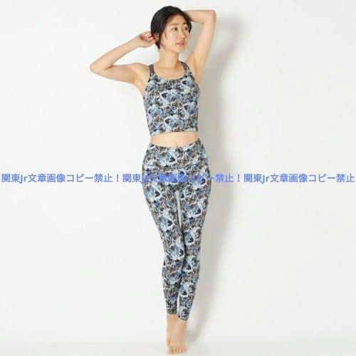 suria ヨガパンツ BLU レギンス スポーツタイツ 総柄 フラワー 新品L