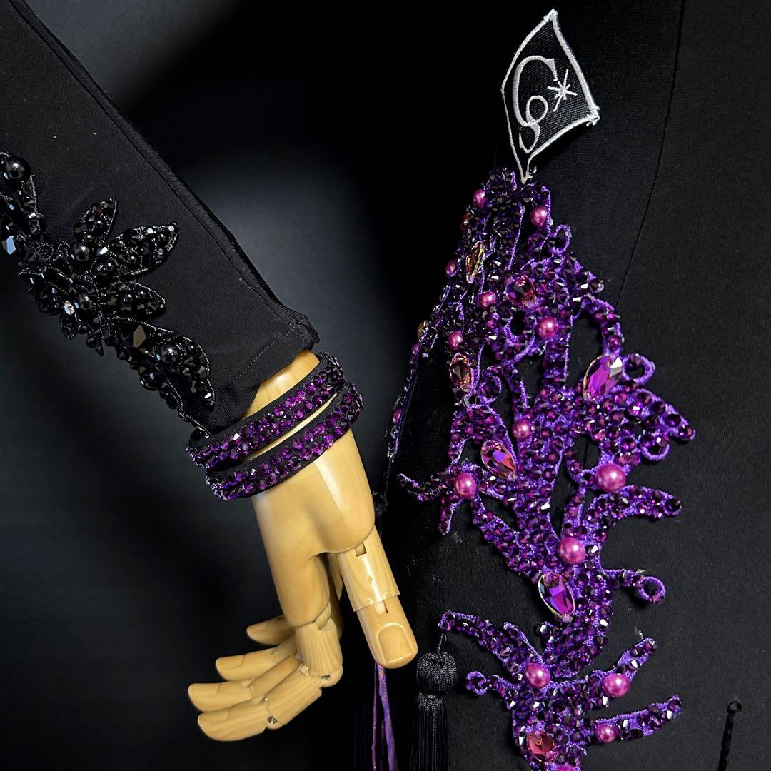 社交ダンス ドレス★シーズ ラテンドレス★ブラック&パープル★サイズM★新品