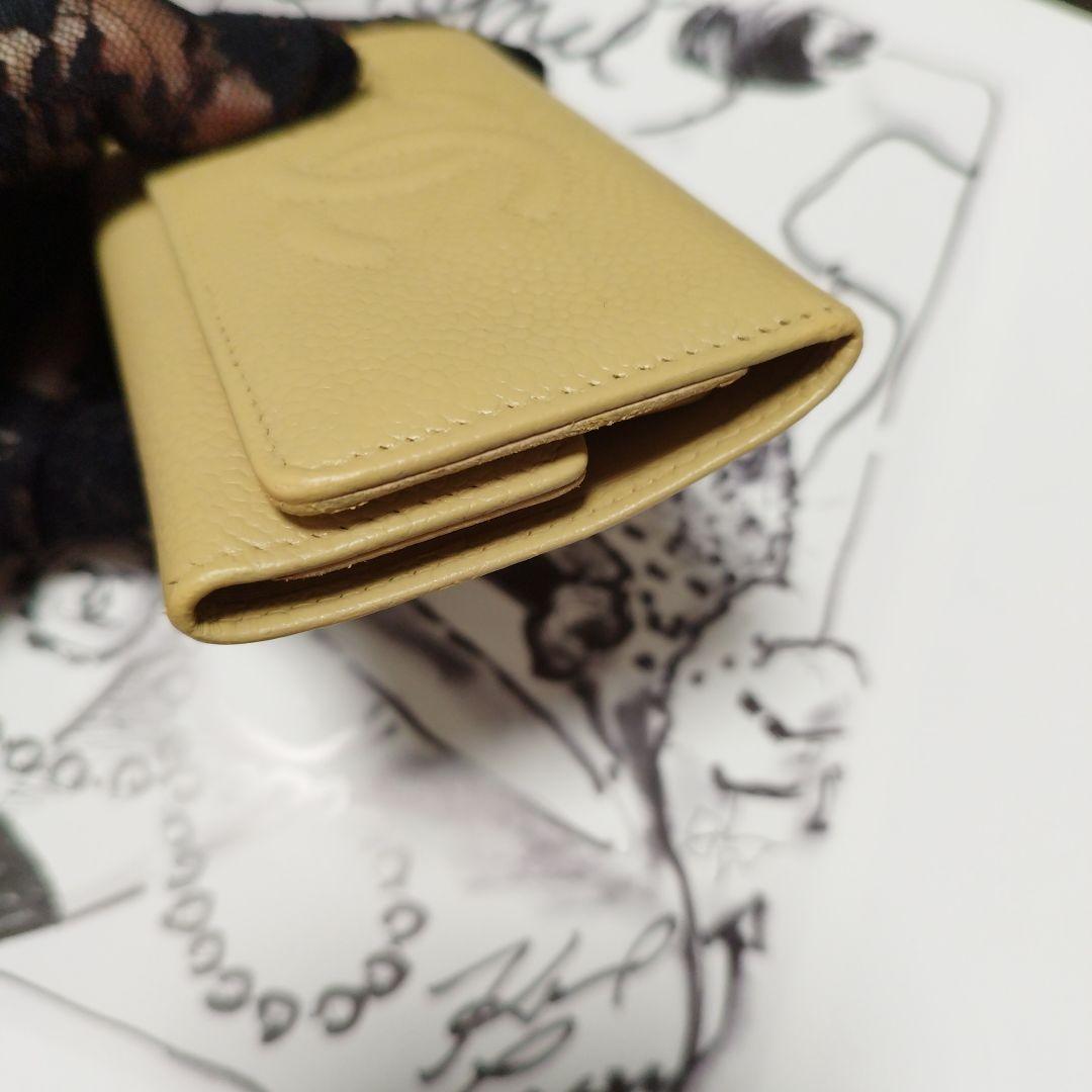 CHANEL イエローベージュ キャビアレザー キーケース