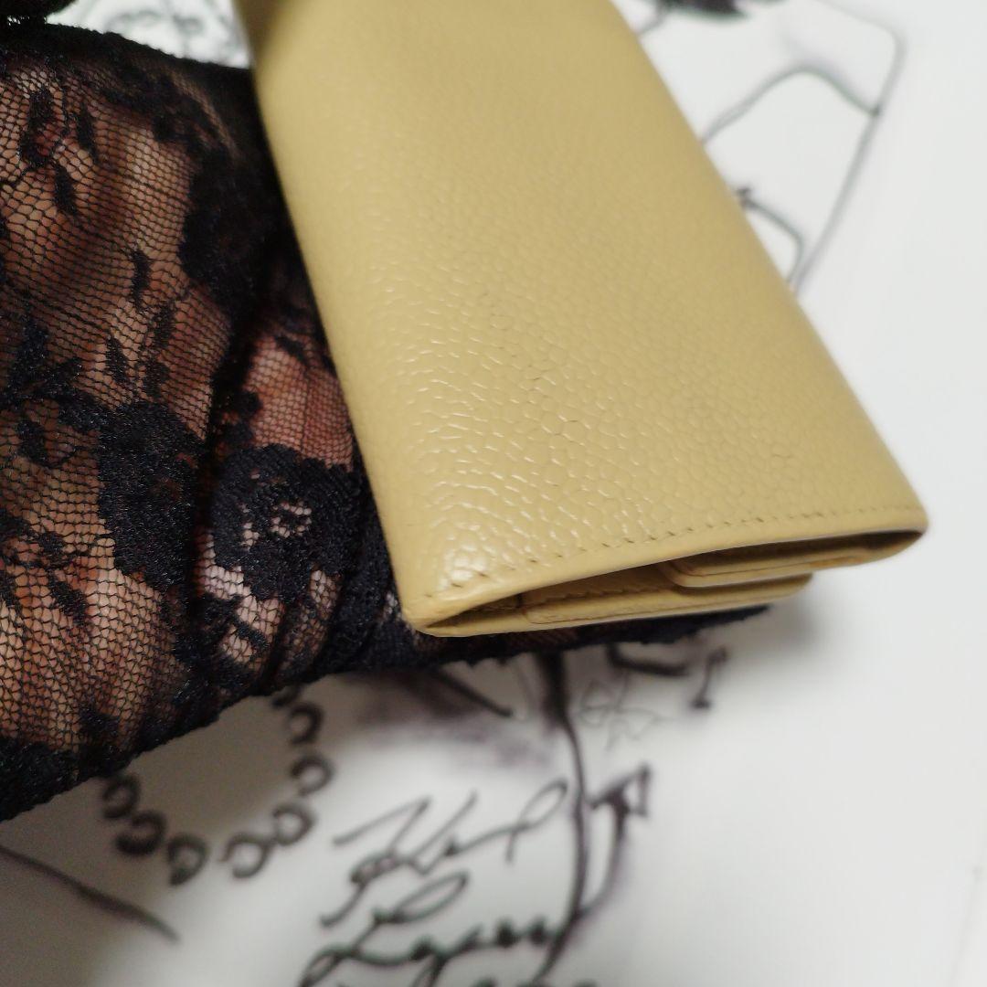 CHANEL イエローベージュ キャビアレザー キーケース