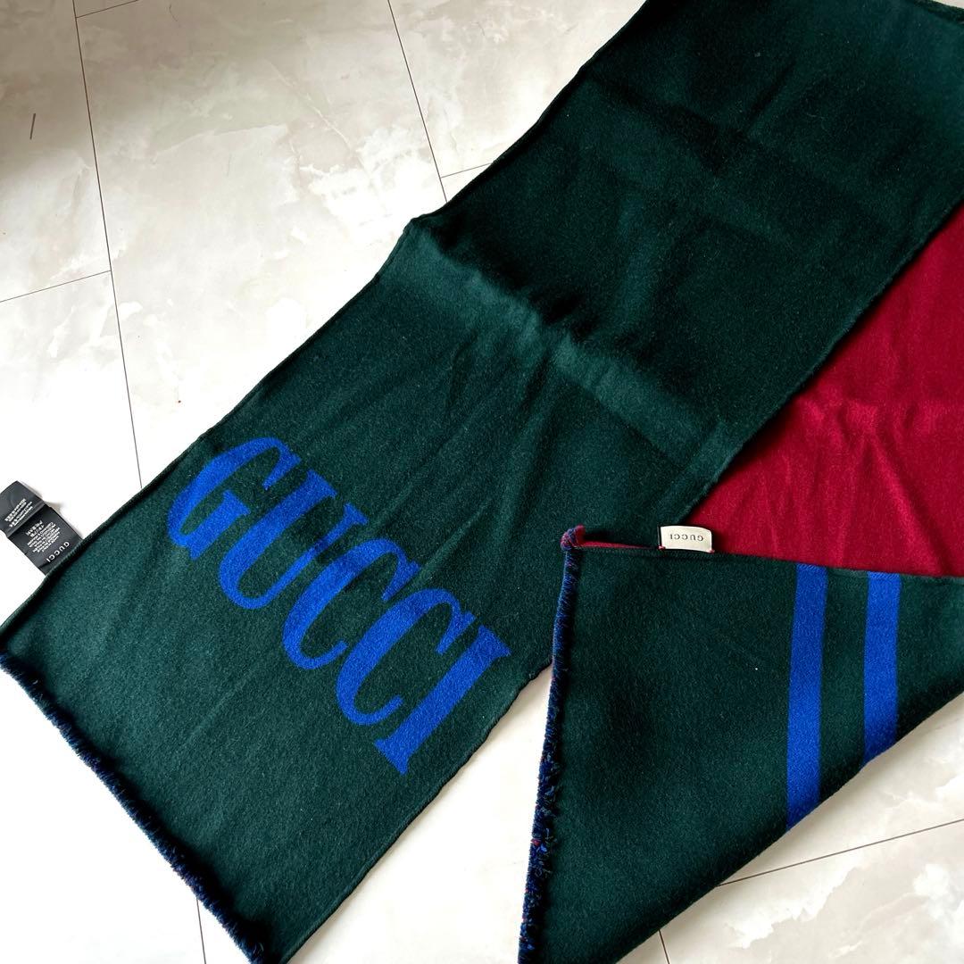グッチGUCCI マフラー　膝掛け　ストール　リバーシブル