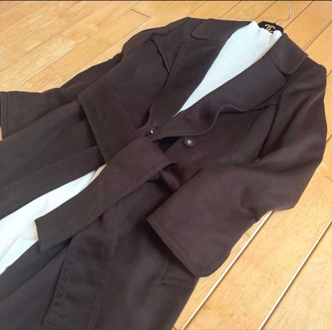 Sillyさま☆イタリア製アニオナ　ピュアカシミヤ ベルテッドコート