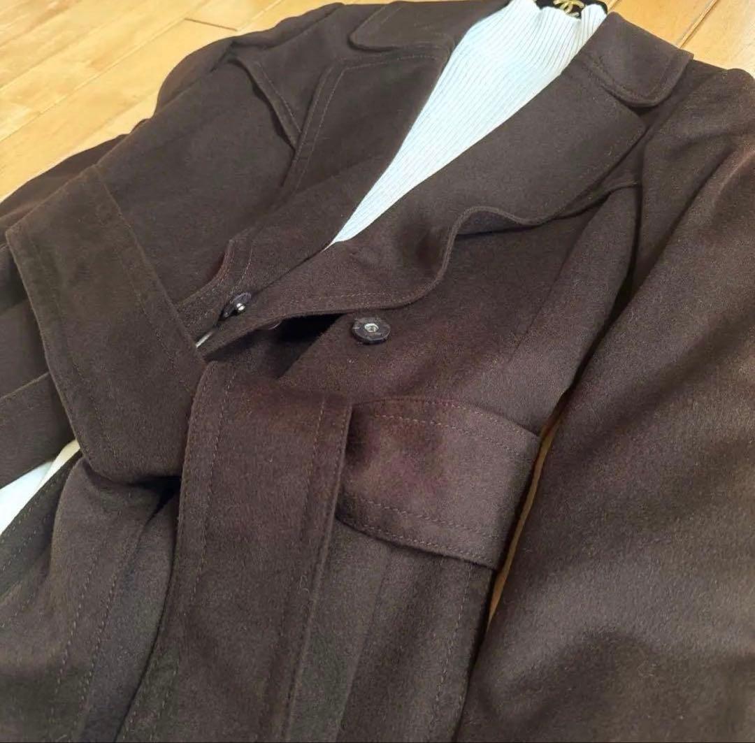 Sillyさま☆イタリア製アニオナ　ピュアカシミヤ ベルテッドコート