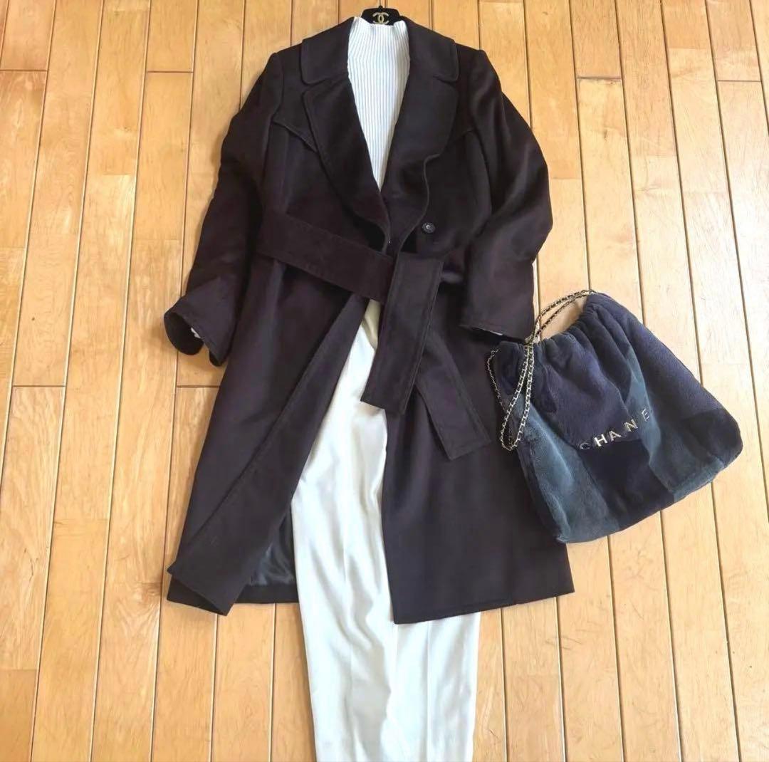 Sillyさま☆イタリア製アニオナ　ピュアカシミヤ ベルテッドコート