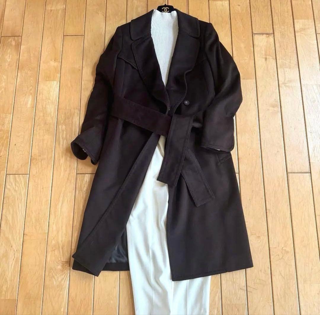 Sillyさま☆イタリア製アニオナ　ピュアカシミヤ ベルテッドコート