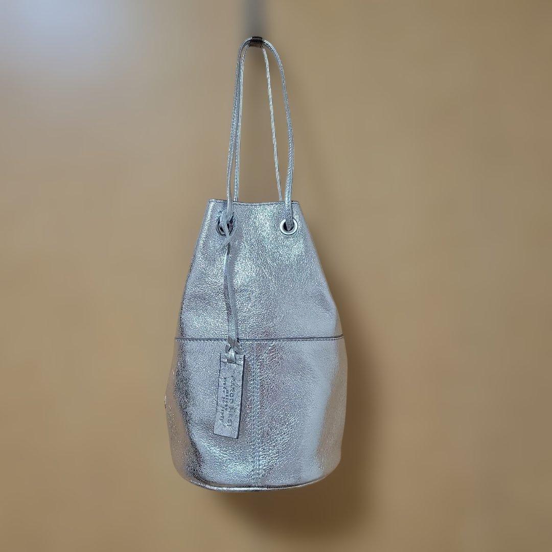 専用お値下げ！marco masi 巾着 ショルダーバッグ レザー 革シルバー