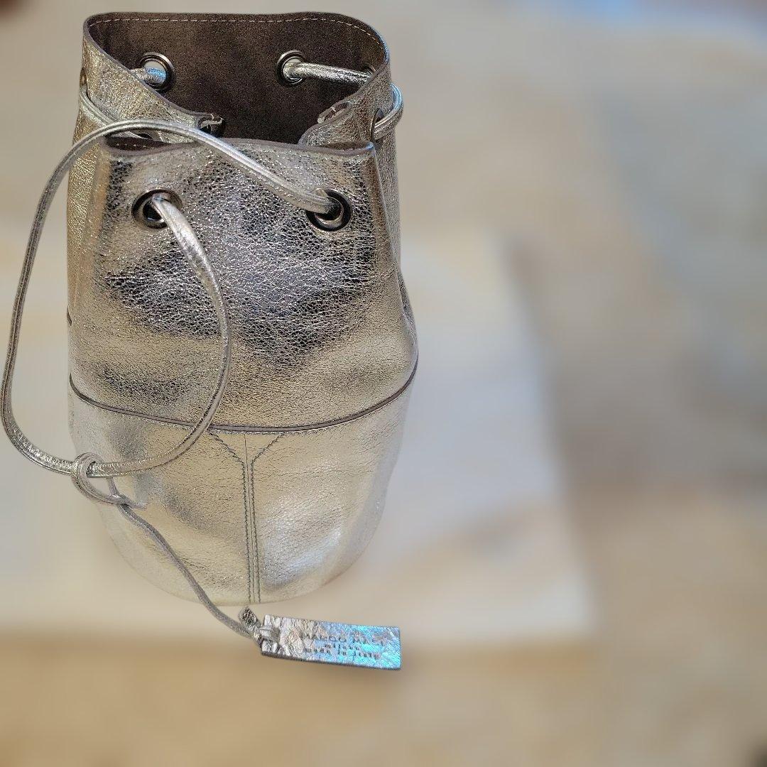 専用お値下げ！marco masi 巾着 ショルダーバッグ レザー 革シルバー