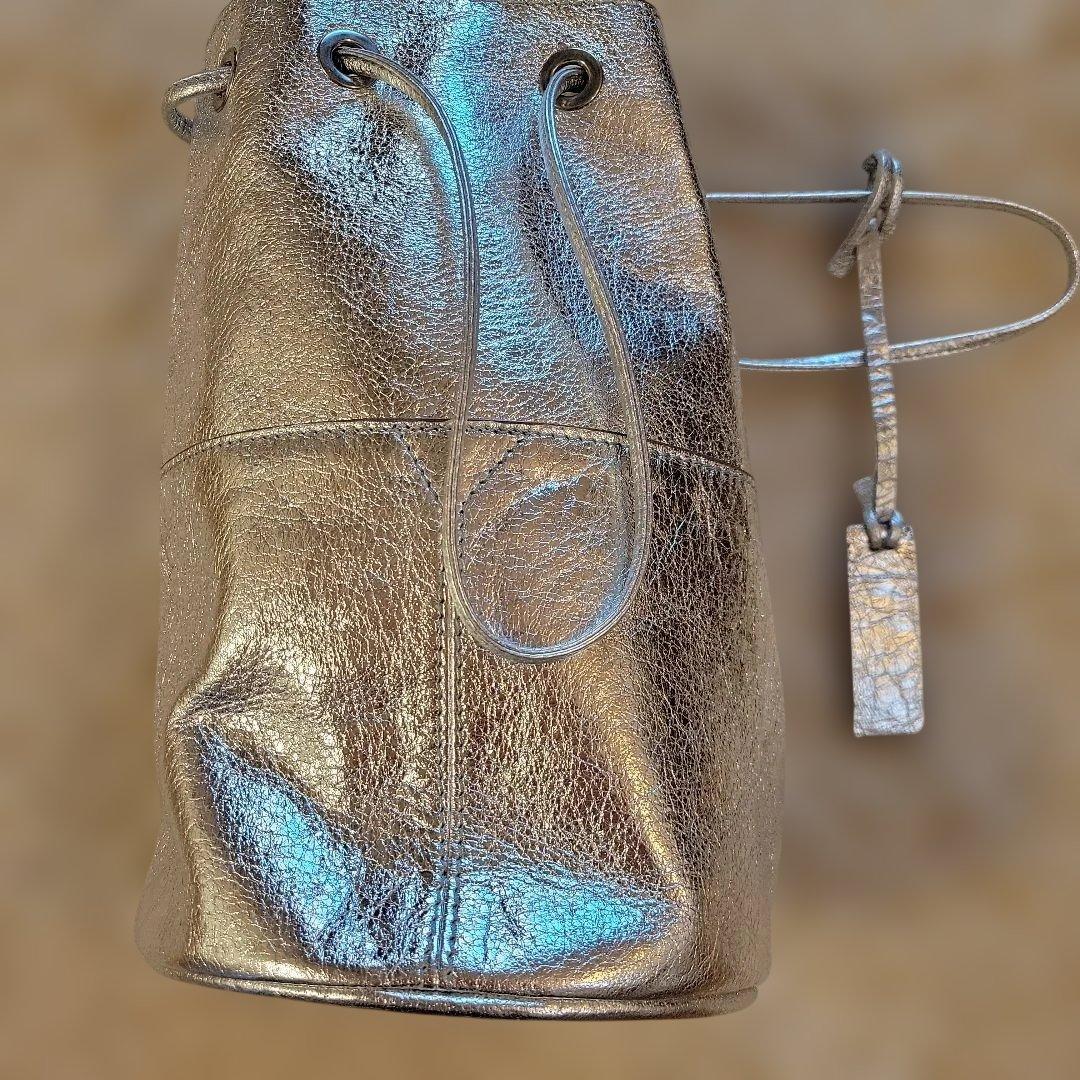 専用お値下げ！marco masi 巾着 ショルダーバッグ レザー 革シルバー