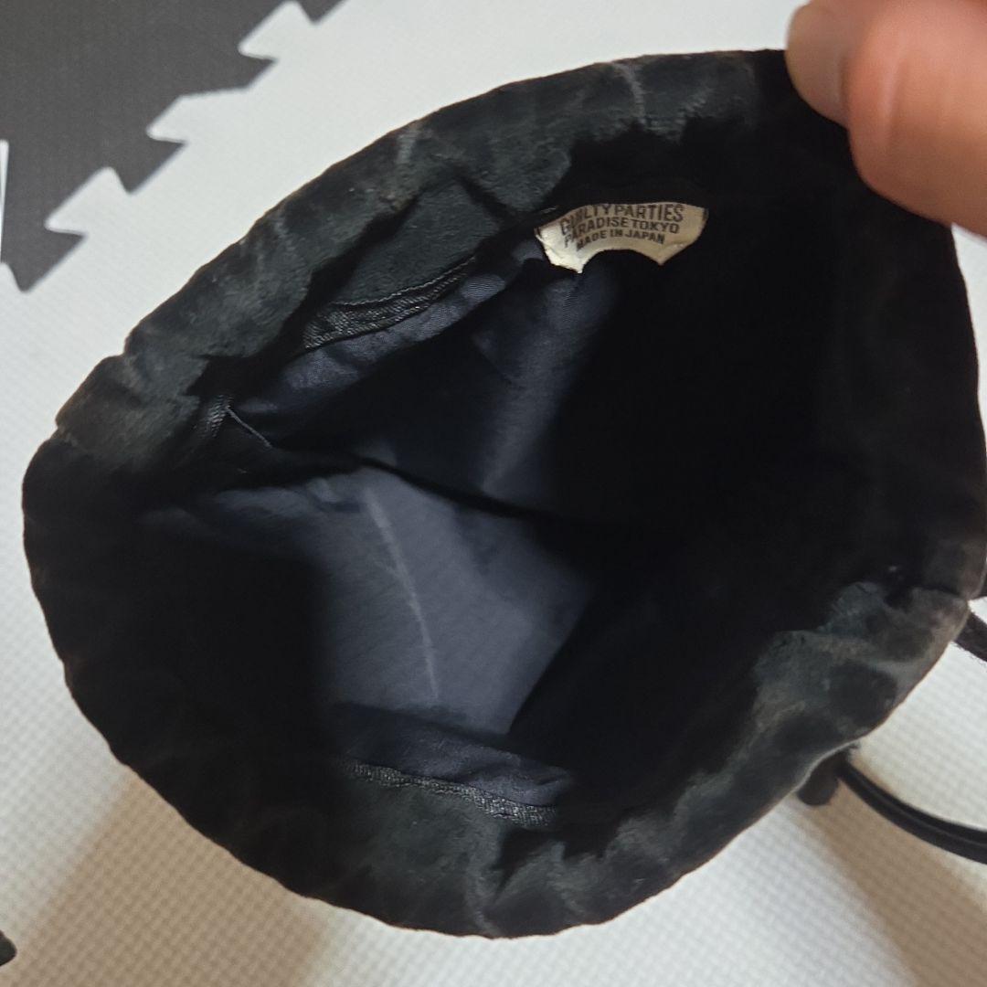 ワコマリアGUILTYPARTIES ベルベット巾着ベロアバッグ 黒