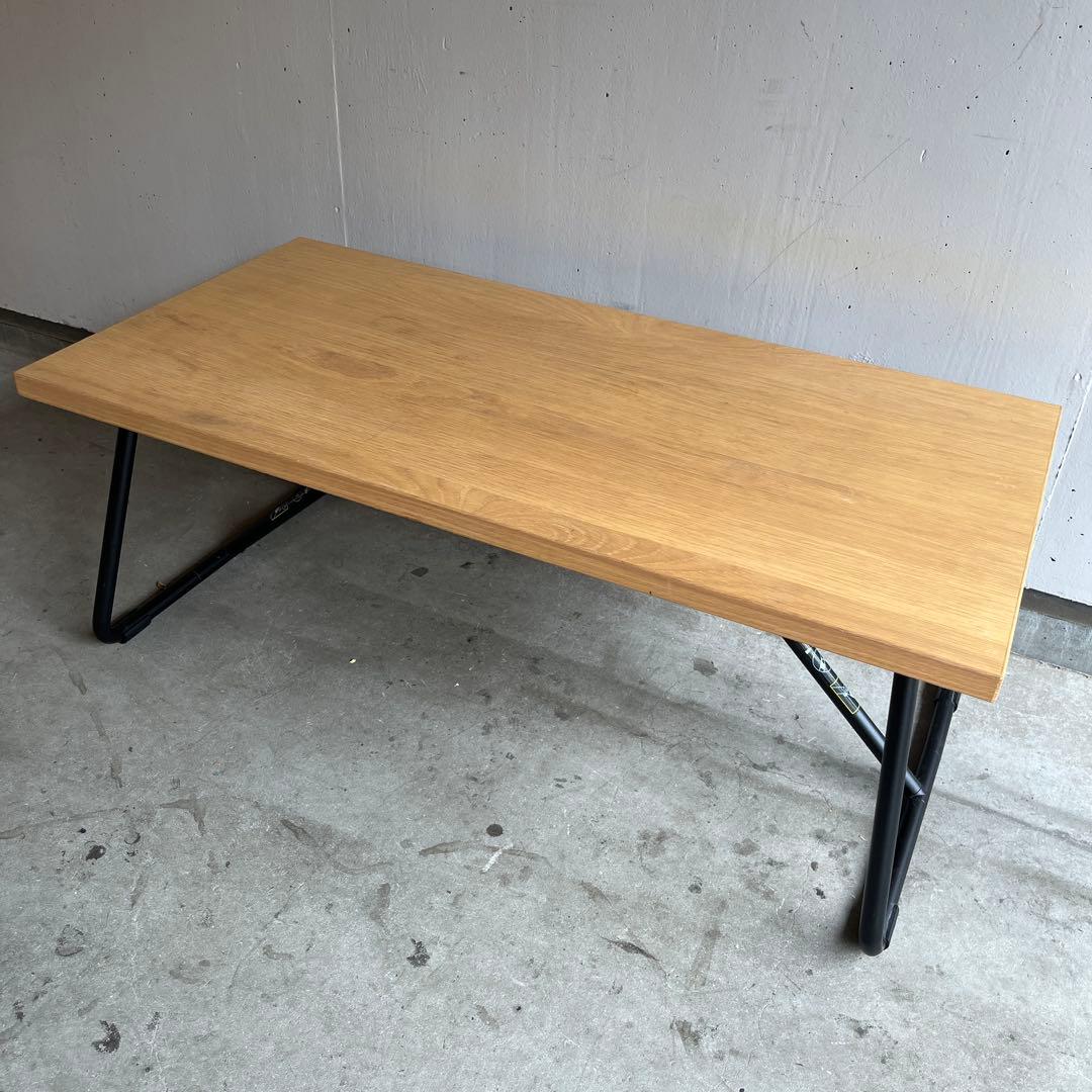 廃盤・希少★無印 折りたたみローテーブル・オーク材・幅９０ｃｍ