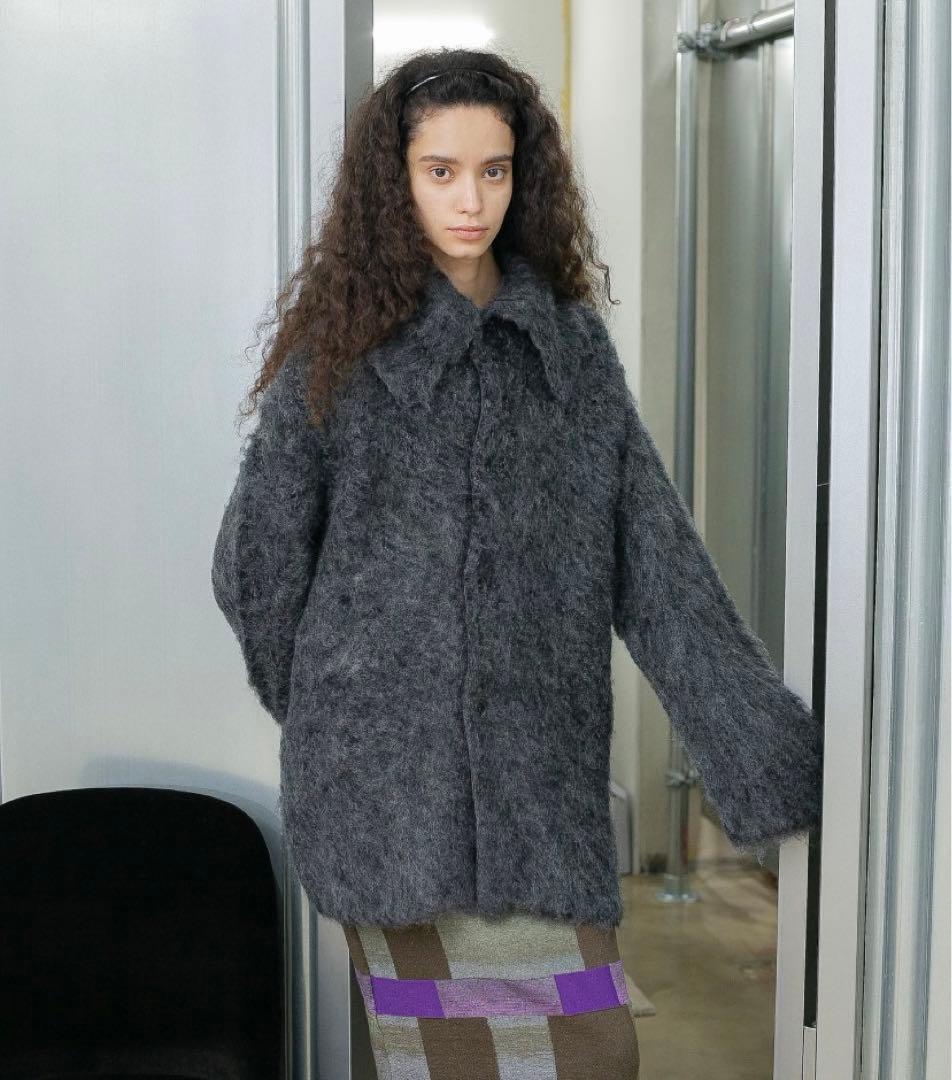 perverze teddy coatモヘアシャギーニットコート