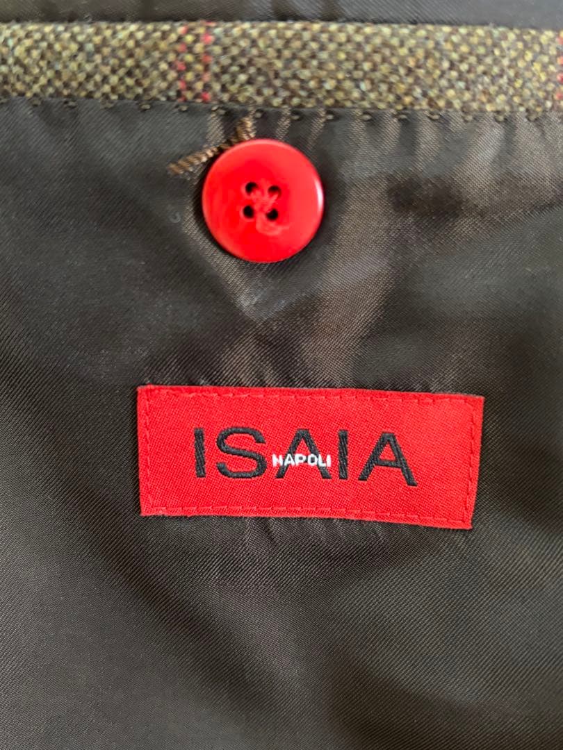 ISAIA ブラウン系チェック テーラードジャケット 56 イタリア製