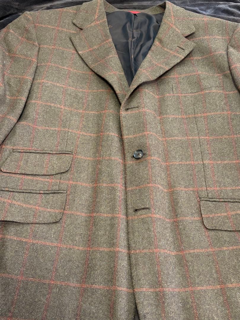 ISAIA ブラウン系チェック テーラードジャケット 56 イタリア製