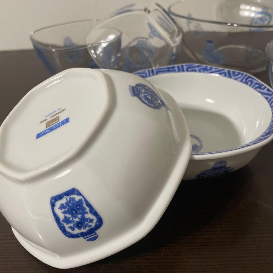 新品未使用 チャイナシーズ 前畑陶器 ガラスボウル 深鉢 小鉢 6点