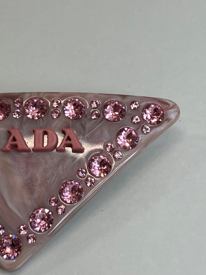 PRADA プラダ ロゴ バレッタ ピンク マーブル 【4201】