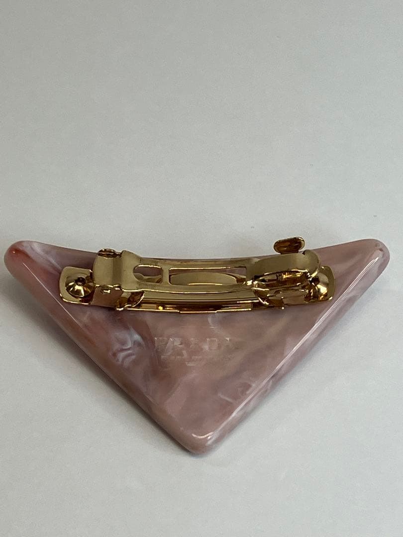 PRADA プラダ ロゴ バレッタ ピンク マーブル 【4201】