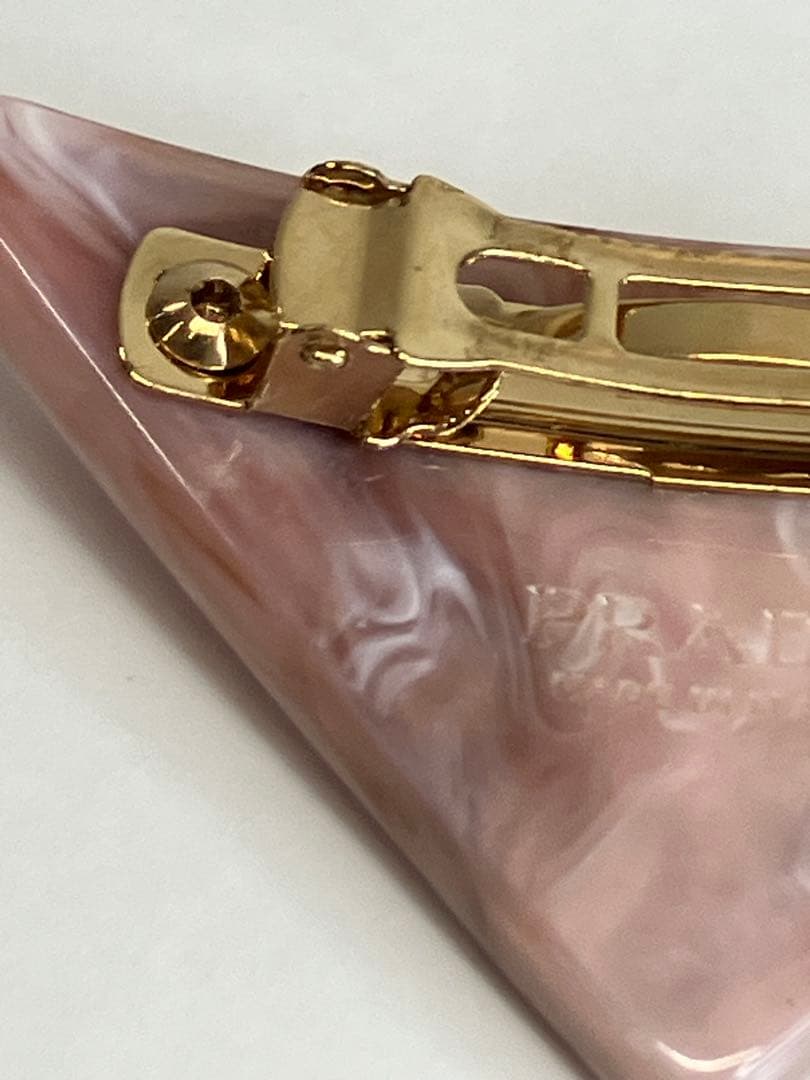 PRADA プラダ ロゴ バレッタ ピンク マーブル 【4201】