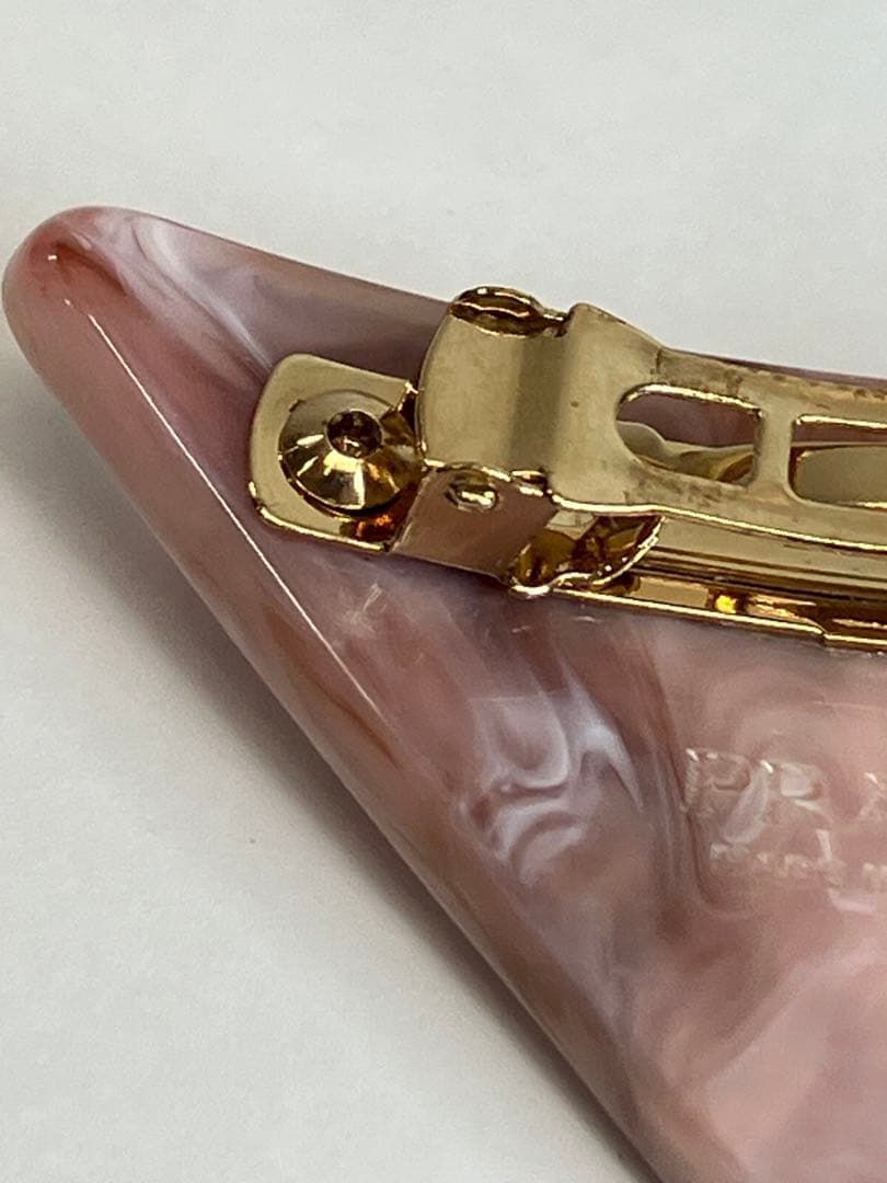 PRADA プラダ ロゴ バレッタ ピンク マーブル 【4201】