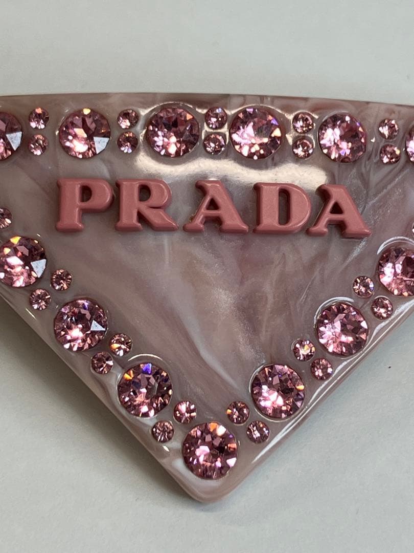 PRADA プラダ ロゴ バレッタ ピンク マーブル 【4201】