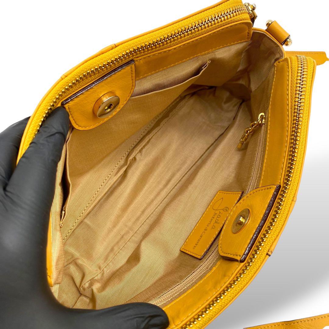 【美品】ロベルタディカメリーノ ショルダーバッグ ミヌエット ハニーイエロー