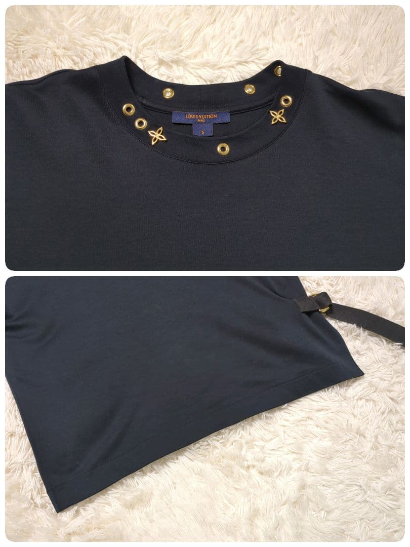 【入手困難・美品】ルイヴィトン☆サイドストラップTシャツ ゴールドモノグラム 黒