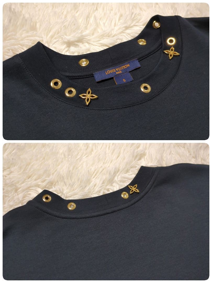 【入手困難・美品】ルイヴィトン☆サイドストラップTシャツ ゴールドモノグラム 黒