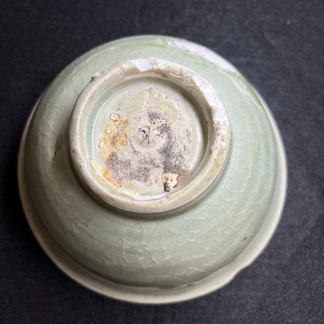 中国明時代　龍泉窯　七官青磁茶碗　極箱付　口径約15㎝　東Y8-0206☆2F