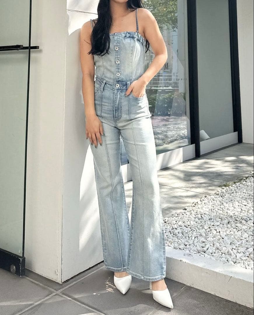 GYDA ジェイダ バックデニムロンパース ライトブルー Sサイズ