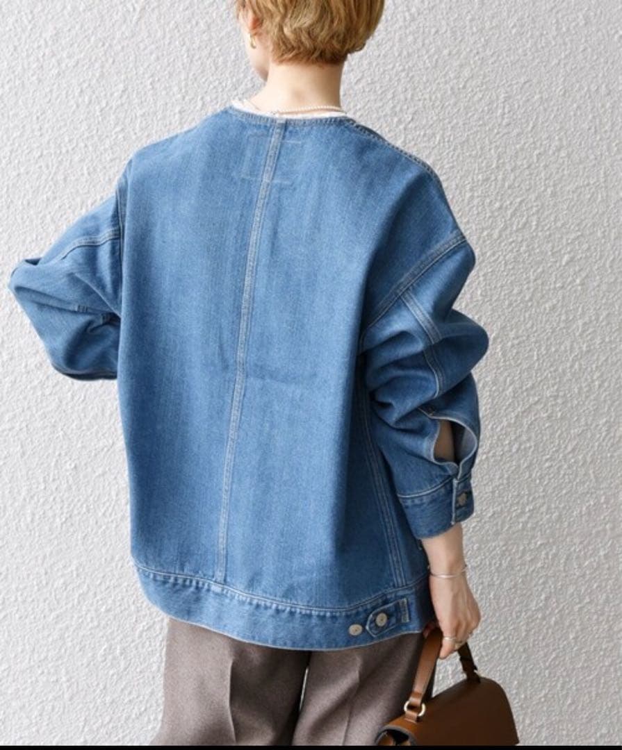 【新品・未使用】SHIPS any ノーカラーデニムジャケット ブルゾン