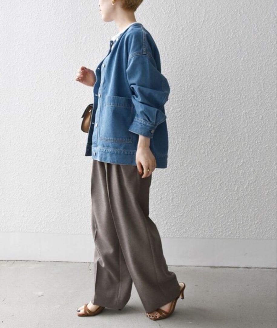 【新品・未使用】SHIPS any ノーカラーデニムジャケット ブルゾン