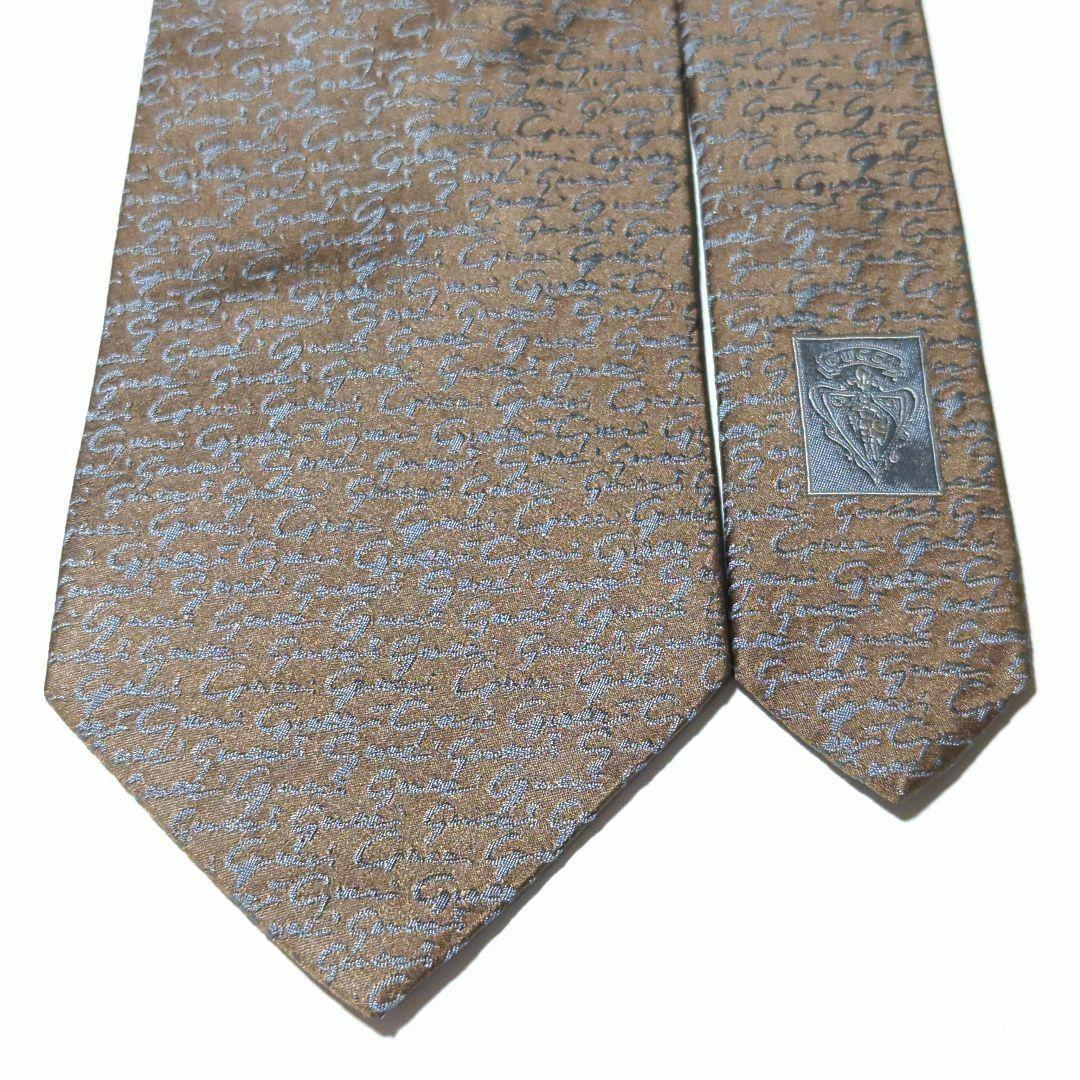 美品 グッチ ネクタイ 筆記体 ジャガード ハイブランド 高級シルク 光沢感
