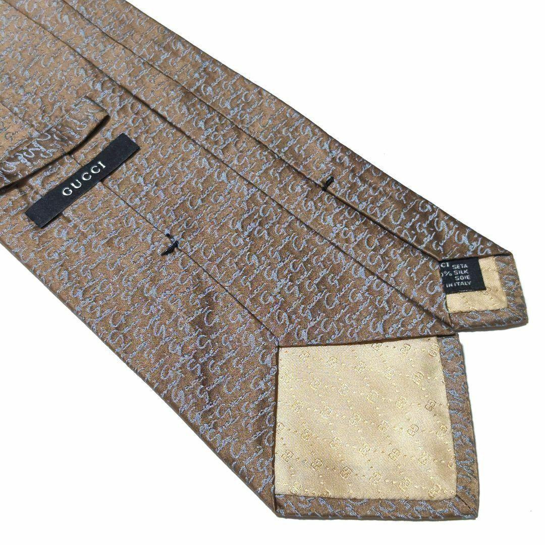 美品 グッチ ネクタイ 筆記体 ジャガード ハイブランド 高級シルク 光沢感
