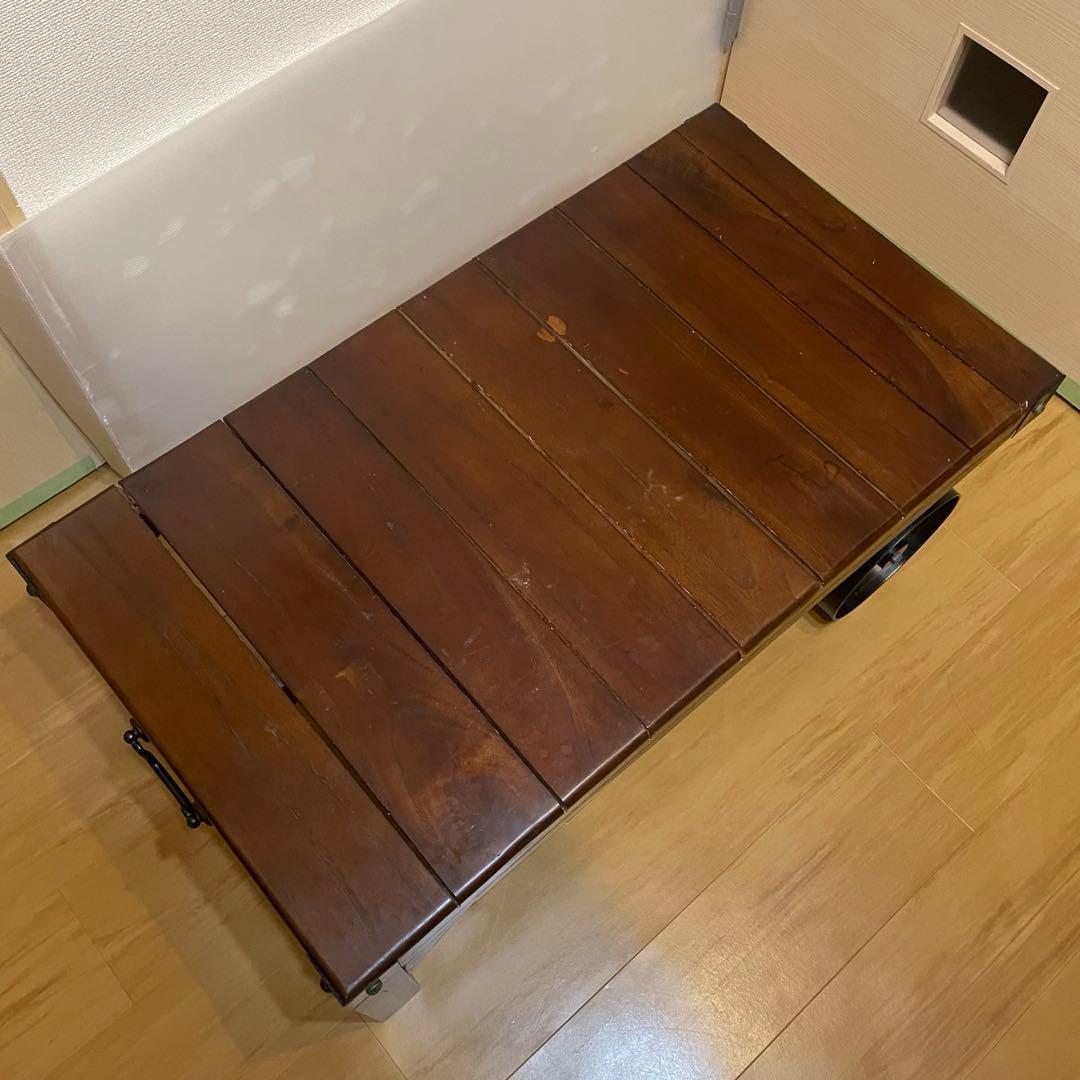 ヴィンテージ仕様 トロリーテーブル センターテーブル インダストリアル 滑車
